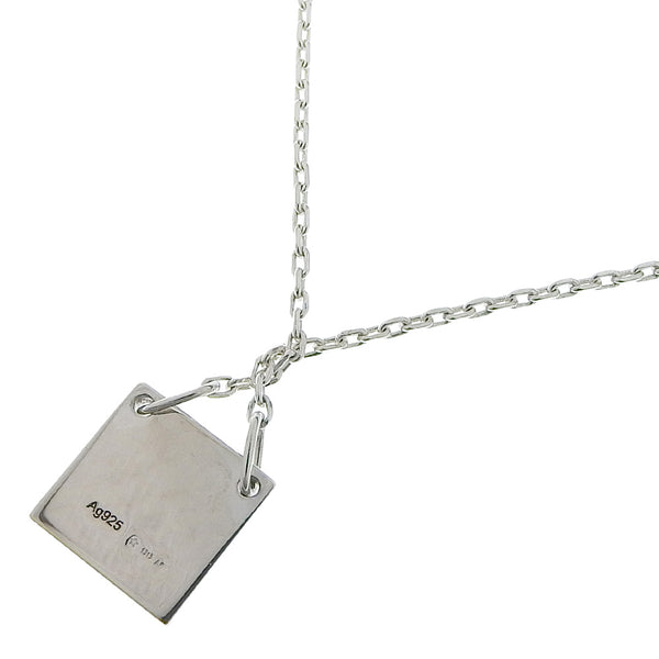 Square logo plate Silver 925 Ladies Necklace A-rank